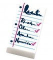 White Tile 1 x 2 with Groove with Notepad with Dark Blue List and Dark Pink Check Marks Pattern