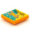 Orange Tile 2 x 2 with Groove with BeatBit Album Cover - Orange Flying Cat Pattern