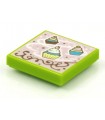 Lime Tile 2 x 2 with Groove with BeatBit Album Cover - Cupcakes Pattern