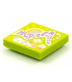Lime Tile 2 x 2 with Groove with BeatBit Album Cover - Sun and Sunshine with Flowers Pattern