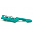 Dark Turquoise Minifigure, Utensil Musical Instrument, Keytar with Black and White Keyboard Pattern (Keys Facing Toward Player)