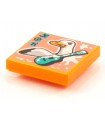Orange Tile 2 x 2 with Groove with BeatBit Album Cover - Duck and Guitar Pattern