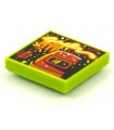 Lime Tile 2 x 2 with Groove with BeatBit Album Cover - Red Welding Mask and Microphone Pattern