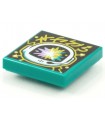 Dark Turquoise Tile 2 x 2 with Groove with BeatBit Album Cover - Space Helmet with Pastel Explosion Pattern