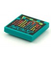 Dark Turquoise Tile 2 x 2 with Groove with BeatBit Album Cover - Red, Yellow and Dark Turquoise Dots Pattern