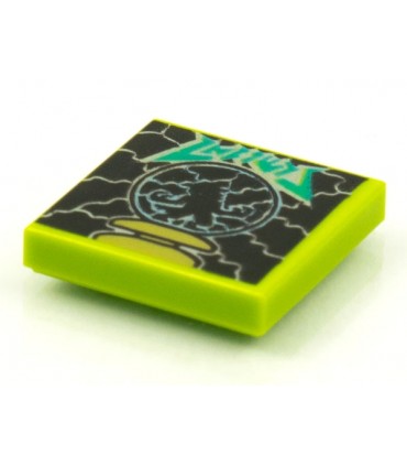 Lime Tile 2 x 2 with Groove with BeatBit Album Cover - Werewolf in Plasma Globe Pattern