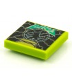 Lime Tile 2 x 2 with Groove with BeatBit Album Cover - Werewolf in Plasma Globe Pattern