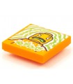 Orange Tile 2 x 2 with Groove with BeatBit Album Cover - Sick Minifigure with Green Tongue Pattern