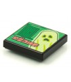 Black Tile 2 x 2 with Groove with BeatBit Album Cover - Green Door and Yellowish Green Ghost Pattern