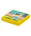 Yellow Tile 2 x 2 with Groove with BeatBit Album Cover - Flamenco Dancer Pattern