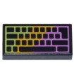 Black Tile 1 x 2 with Groove with Computer Keyboard, Dark Pink, Bright Light Orange, and Lime RGB Pattern