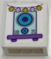 White Brick 1 x 2 x 2 with Inside Stud Holder with Speaker and Sea Shells Pattern (Sticker) - Set 41317