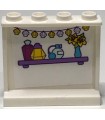 White Panel 1 x 4 x 3 Side Supports - Hollow Studs with Perfume Bottles and Flowers on Shelf and Sea Shells Pattern (Sticker)