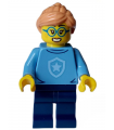 Police - City Officer in Training Female, Medium Blue Shirt with Badge, Dark Blue Legs, Nougat Hair, Glasses