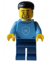Police - City Officer in Training Male, Medium Blue Shirt with Badge, Dark Blue Legs, Black Short Hair, Beard, Hearing Aid