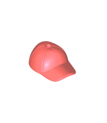 Coral Minifigure, Headgear Cap - Short Curved Bill with Seams and Hole on Top