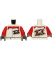 White Torso Jacket with Red Collar, White and Yellow 'XTREME' Logo Pattern on Front and Back / Red Arms / Dark Bluish Gray Hands