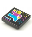 Black Tile 2 x 2 with Groove with BeatBit Album Cover - Pixelated Minifigure and Squares Pattern