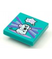 Dark Turquoise Tile 2 x 2 with Groove with BeatBit Album Cover - Singing Mouse Pattern