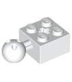 White Technic, Brick Modified 2 x 2 with Ball Joint and Axle Hole with 6 Holes in Ball