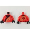Red Torso Ninjago Robe with Black Hem and Gold Dragon Pattern / Red Arms / Black Hands