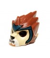 Reddish Brown Minifigure, Headgear Mask Lion with Tan Face and Dark Blue Headpiece Pattern
