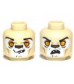 Tan Minifigure, Head Dual Sided Alien Chima Lion with Orange Eyes, Brown Nose, Crooked Smile / Open Mouth Pattern (Leonidas)