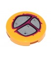 Bright Light Orange Tile, Round 2 x 2 with Bottom Stud Holder with Silver and Magenta Stepping Stones Pattern (Sticker)