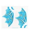 Trans-Clear Plastic Wing Dragon with White Spines, Dark Azure and Gold Scrollwork and White Sparkles Pattern, Sheet of 2