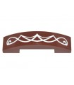 Reddish Brown Slope, Curved 4 x 1 x 2/3 Double with White Elves Scrollwork Pattern (Sticker)