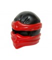 Black Minifigure, Headgear Ninjago Wrap Type 2 with Molded Red Wraps and Knot Pattern