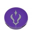 Dark Purple Tile, Round 2 x 2 Bottom Stud Holder with Silver Curved Shadow Symbol on Transparent Background Pattern (Sticker)