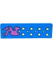 Dark Azure Panel 1 x 4 x 1 with Dark Pink Flame and Bright Light Yellow Circles Pattern Model Left Side (Sticker)