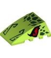 Lime Wedge 4 x 4 Triple Curved No Studs with Red Eyes and Dark Green Scales and Nose Pattern