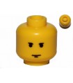 Yellow Minifigure, Head Male Small Black Eyebrows and Chin Dimple Pattern - Hollow Stud