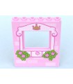 Bright Pink Panel 1 x 6 x 6 with Window with Light Pink Frame, Bricks, Crown, Butterfly, Roses and Leaves Pattern