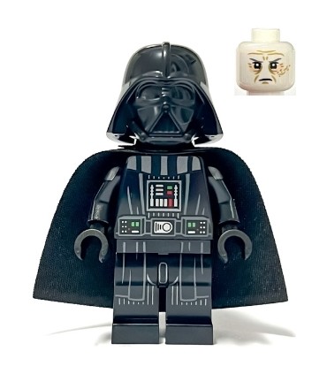 Darth Vader - Printed Arms, Traditional Starched Fabric Cape, White Head with Frown