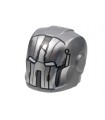 Flat Silver Minifigure, Headgear Helmet Armor Ear Protectors with Silver Faceplate, White Eye Slits, Weathering Pattern