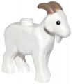 White Goat with Black Eyes and Dark Tan Horns Pattern