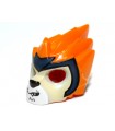 Orange Minifigure, Headgear Mask Lion with Tan Face, Crooked Smile and Dark Blue Headpiece Pattern