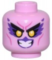 Bright Pink Minifigure, Head Alien Black Eyebrows, Dark Purple Feathers and Lips, Yellow Eyes, and Dark Pink Cheek Lines Pattern