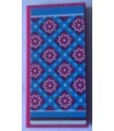 Magenta Tile 2 x 4 with Bedspread with Magenta Flowers and Medium Blue Stripes Pattern (Sticker) - Set 41126
