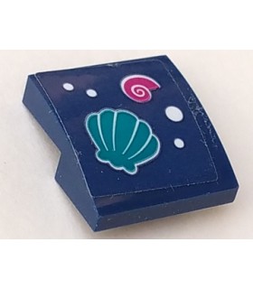 Dark Blue Slope, Curved 2 x 2 x 2/3 with Dark Turquoise and Magenta Shells and 4 White Spots Pattern (Sticker) - Set 41364