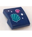 Dark Blue Slope, Curved 2 x 2 x 2/3 with Dark Turquoise and Magenta Shells and 4 White Spots Pattern (Sticker) - Set 41364
