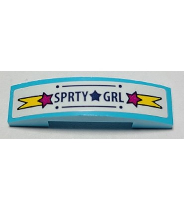 Medium Azure Slope, Curved 4 x 1 x 2/3 Double with Stars and 'SPRTY GRL' Pattern (Sticker) - Set 41364