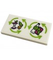 White Tile 2 x 4 with Lime Recycling Arrows, Apple Core, Carrot Top, Bottle and Can Pattern (Sticker) - Set 41444