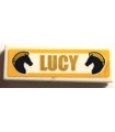 White Tile 1 x 3 with 'LUCY' and 2 Dark Blue Horses Pattern (Sticker) - Set 41367