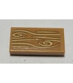 Medium Nougat Tile 1 x 2 with Wood Grain Pattern (Sticker) - Set 41364