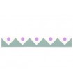 White Tile 1 x 6 with Sand Green Edge Triangles and 5 Lavender Dots Pattern
