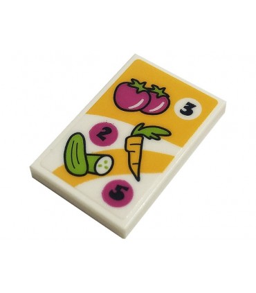 White Tile 2 x 3 Menu with Black Nr 2, 3 and 5, Carrot, Tomatoes and Cucumbers ,B. Light Orange and White Background (Sticker)